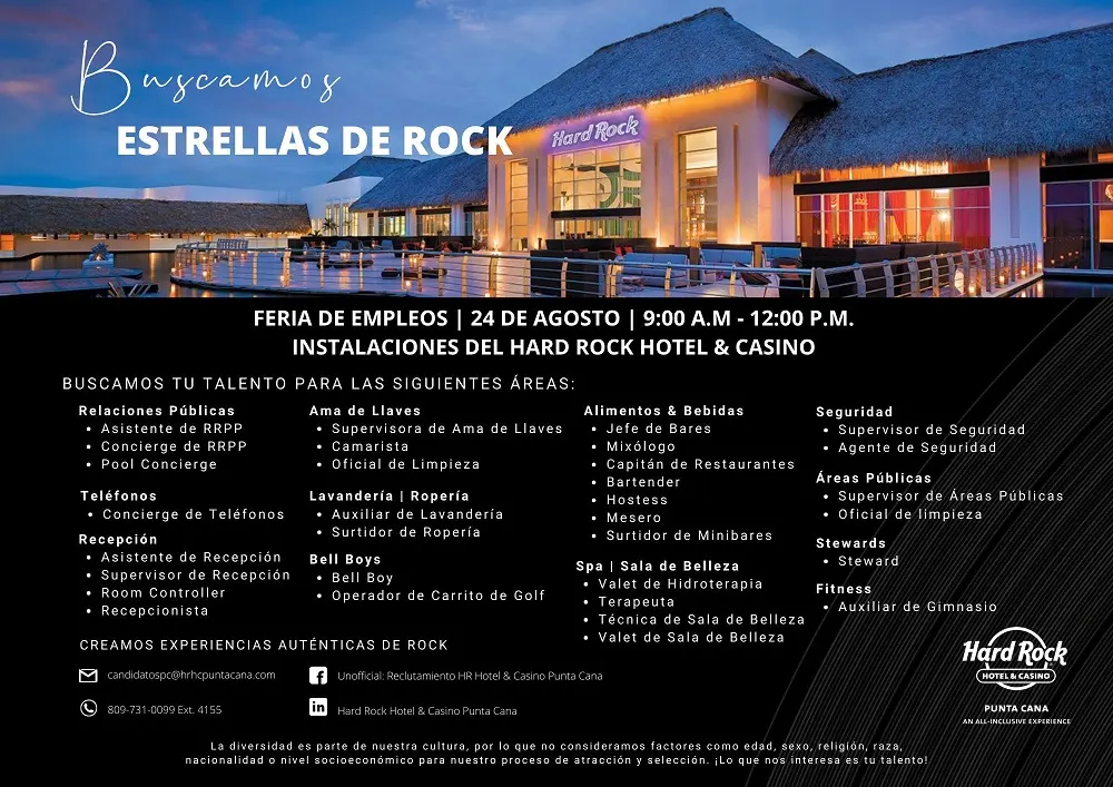 hard rock cafe empleo - Cuántos empleados tiene el Hard Rock Punta Cana